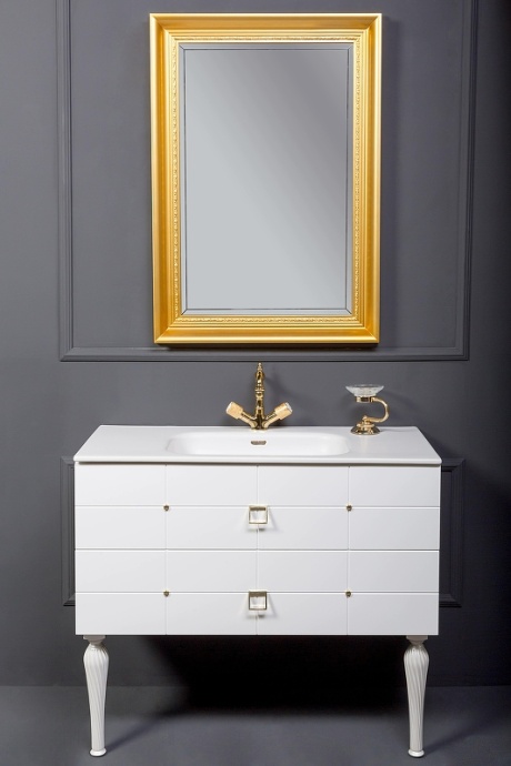 Тумба под раковину Armadi Art Vallessi Avangarde Piazza 80 белый - золото 841-080-WG - 2