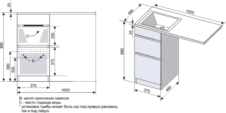 Тумба под раковину Style Line Даллас 100 Люкс Plus, белый  СС-00002346 - 5