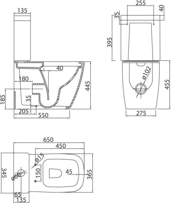 Унитаз-компакт BelBagno Alpina безободковый BB0159CPR с бачком BB0159T с сиденьем микролифт BB0159SC - 2