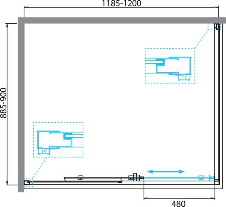 Душевой уголок BelBagno Due 120x90 профиль хром стекло прозрачное DUE-AH-1-120/90-C-CR - 3