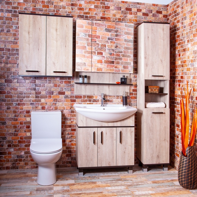 Зеркало-шкаф Бриклаер Карибы 75 дуб кантри, венге 4620750416058 - 1