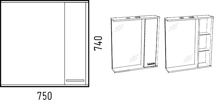 Зеркало-шкаф Corozo Лорена 75 R, антик, с подсветкой SD-00000296 - 4