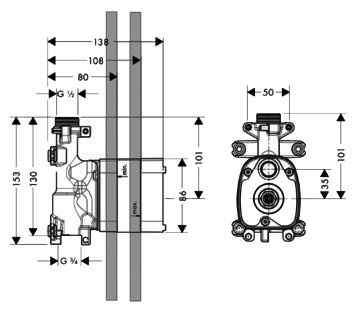 Скрытая часть Axor ShowerSolutions 10650180 - 1