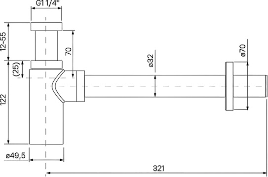 Бутылочный сифон для умывальника, черный матовый, Optima Home, IDDIS, OPTBL00i84 - 3