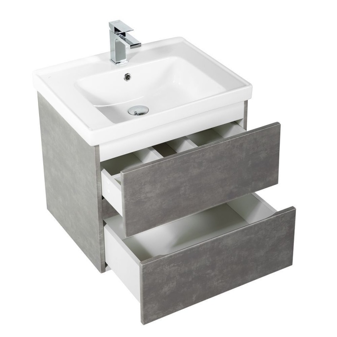 TECHNO База под раковину подвесная с двумя выкатными ящиками, АЙС Какао AM-Techno-600-2C-SO-FC305 - 3