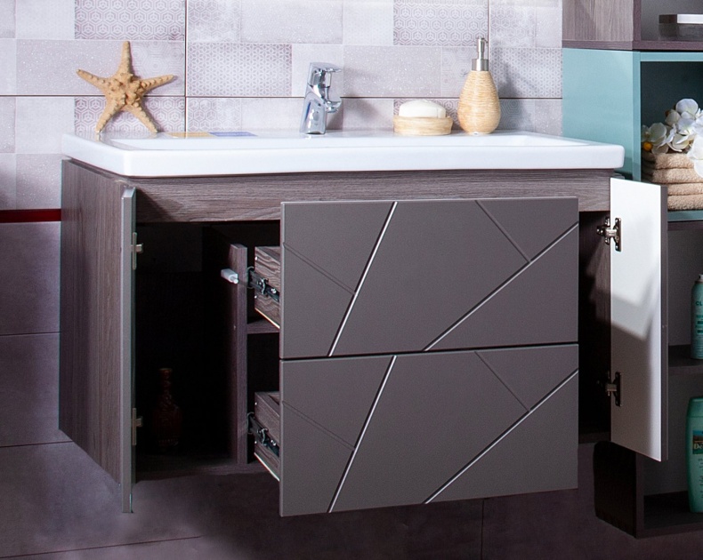 Тумба для комплекта Бриклаер Кристалл 90 софт графит 4627125414541 - 2