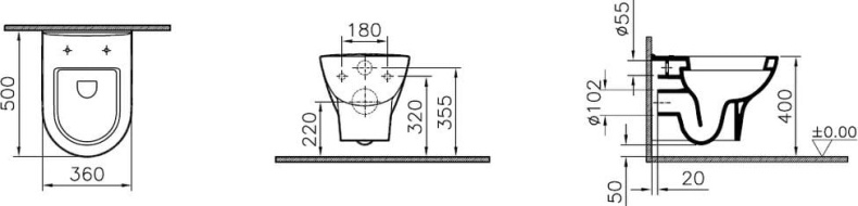 Чаша для унитаза подвесного VitrA Zentrum 5785B003-0075 - 3