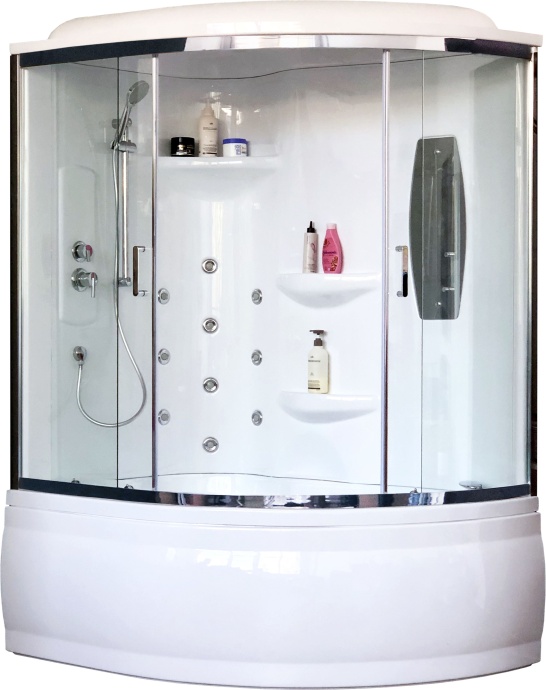 Душевая кабина Royal Bath 140х95 левая белая стекло прозрачное с гидромассажем RB140ALP-T-L - 0