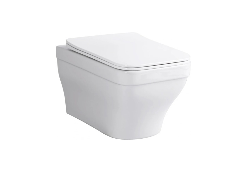 Унитаз подвесной безободковый AQUATEK АМАДЕО 515*370*315 мм, тонкое сиденье с механизмом плавного закрывания, крепеж AQ1163-00 - 0