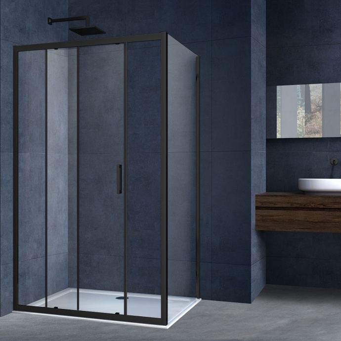 Душевой уголок Vincea Alpha 120х90 профиль черный стекло прозрачное  VSR-3AL9012CLB - 0