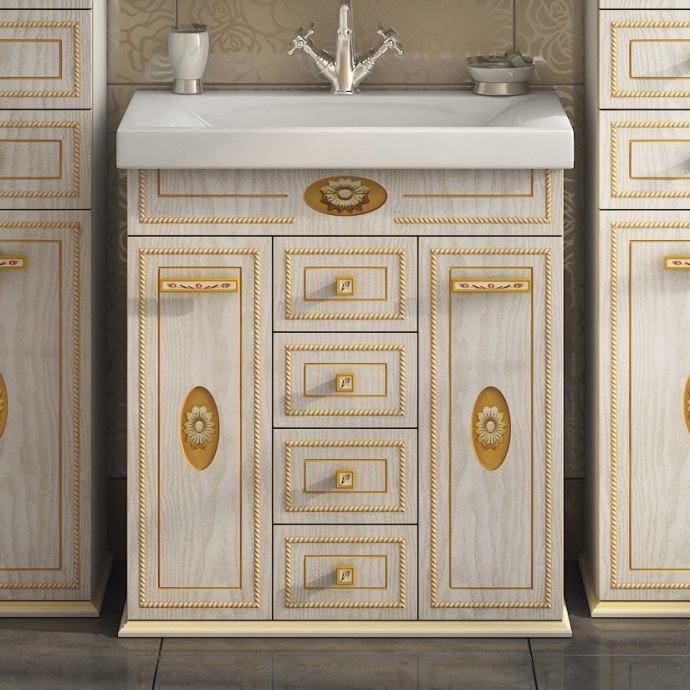 Тумба с раковиной Misty Roma 75 ясень патина - 0