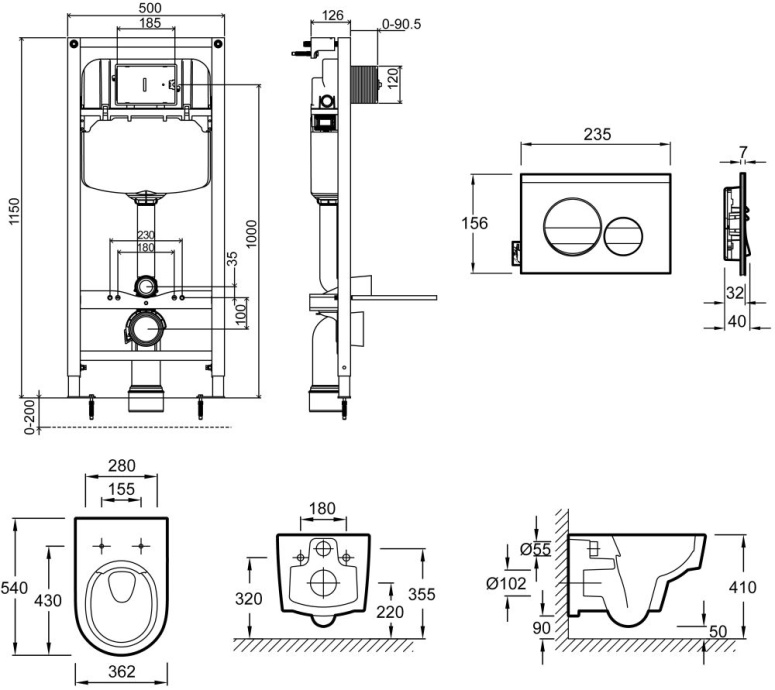 Комплект Jacob Delafon Odeon Rive Gauche E21745RU-00 кнопка хром - 5