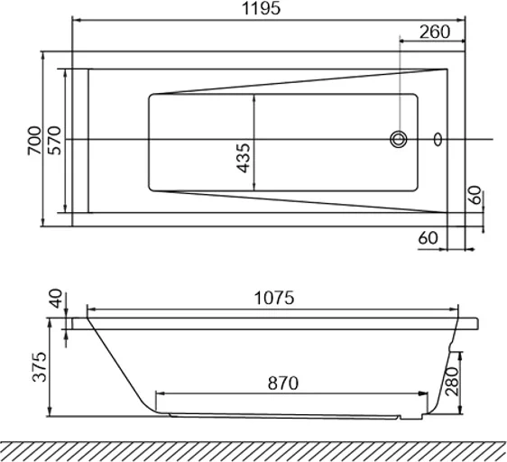 Акриловая ванна Whitecross Wave 120х70 белая 0101.120070.100 - 2