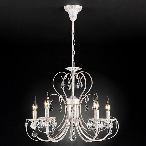 Подвесная люстра Eurosvet Alda 3305/5 белый с золотом/прозрачный хрусталь Strotskis - 4