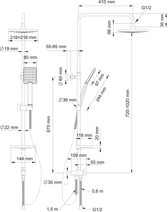 Душевая стойка Swedbe Calypso хром  5065 - 9