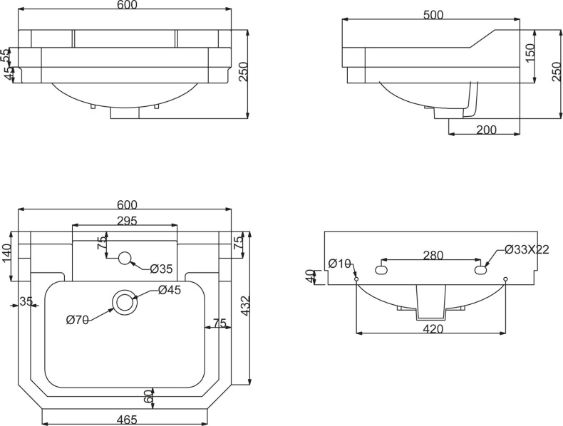 Раковина BelBagno Trevi BB135L - 2