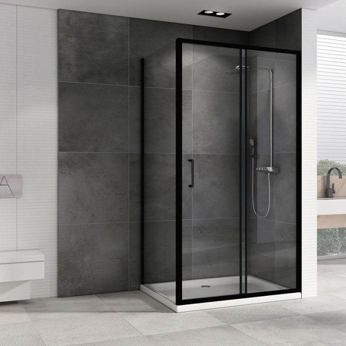 Душевой уголок Abber Schwarzer Diamant 130х90 черный стекло прозрачное AG30130B5-S90B5 - 1