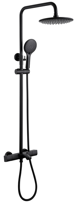 Душевая стойка ABBER Thermostat с термостатом и изливом, черная матовая  AF8516B - 0