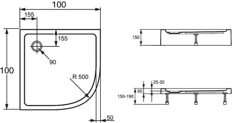Поддон для душа Agger A01 100TCR/T 100х100 A01-100TCR/T - 3