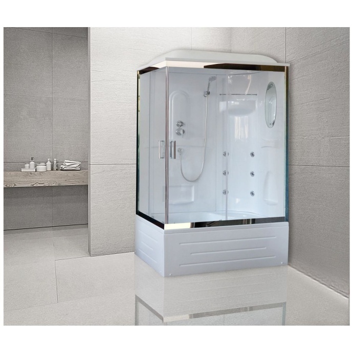 Душевая кабина Royal Bath BP 100х80 R профиль хром стекло прозрачное с гидромассажем RB8100BP2-T-CH-R - 1