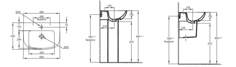 Раковина Jacob Delafon Odeon Up E4700 60 см E4700-00 - 1