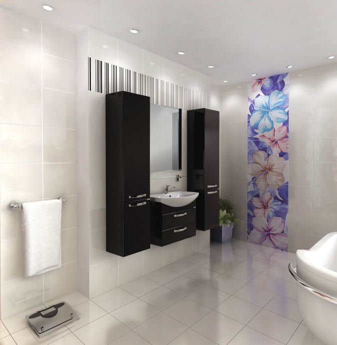 Шкаф-пенал AQUATON Ария М черный глянец 1A124403AA950 - 2