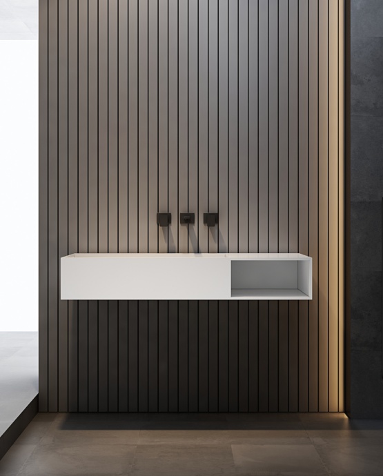 Тумба с раковиной Abber Stein 120 R подвесная белый матовый AS2640-1.2 R - 3