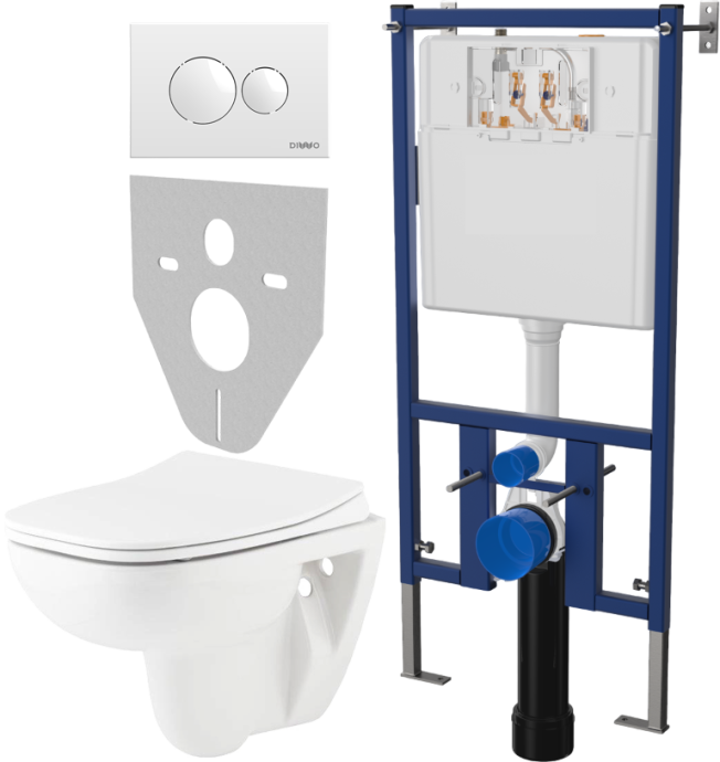 Комплект Унитаз подвесной Seramiksan Petite A101002H с микролифтом + Система инсталляции для унитазов DIWO 4501 + Кнопка смыва DIWO 7310 белая 577753 - 0