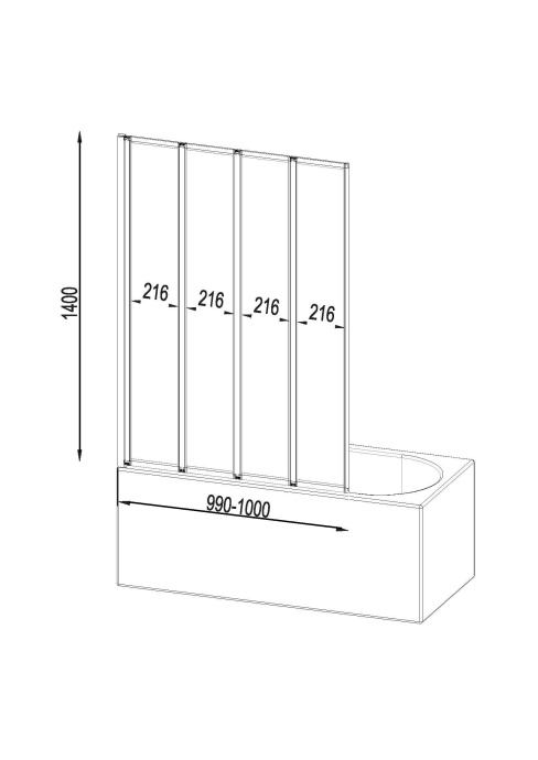 Шторка на ванну AM.PM Like W80BS-100-140CT - 4