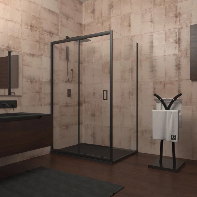 Душевой уголок Veconi Rovigo RV-046B 140x90, черный - 0