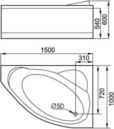 Акриловая ванна Gemy 150x100 с гидромассажем  G9009 B R - 3