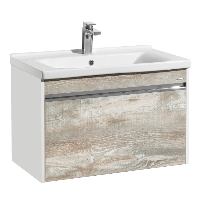 Тумба с раковиной Aquaton Капри 80 белый-светлое дерево 1A2302K1KPDA0 - 0