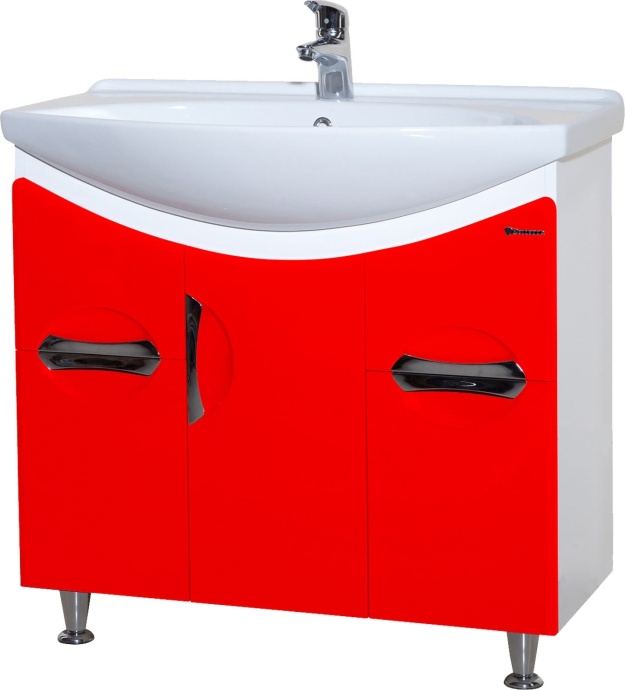 Тумба с раковиной Bellezza Лагуна 85 красная - 1