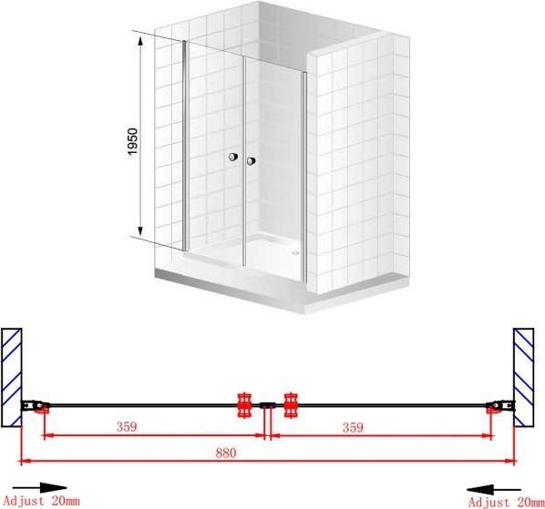 Душевая дверь в нишу Cezares Elena W B2 90 C Cr ELENA-W-B-2-90-C-Cr - 6