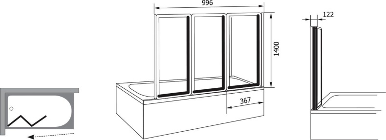Шторки для ванной Ravak Supernova 99.6 см  795P0U00Z1 - 3