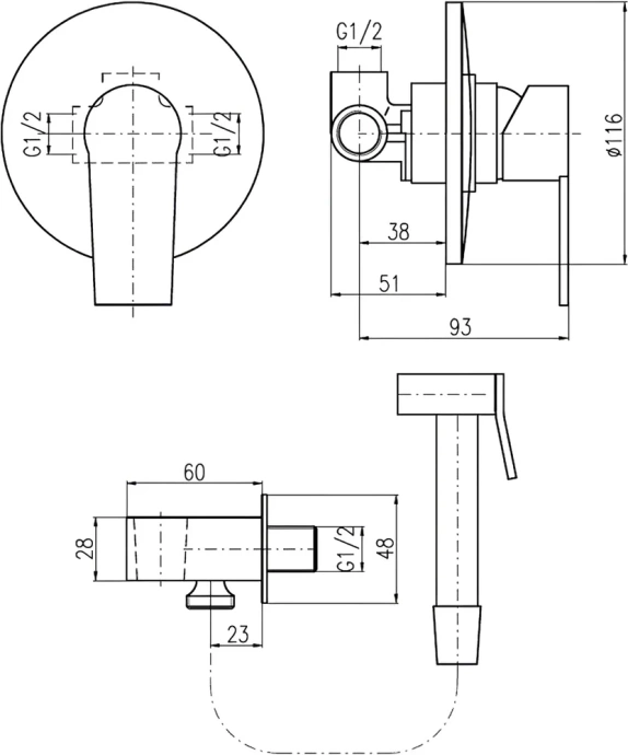 Гигиенический душ Rav Slezak Colorado хром CO142/1 - 1
