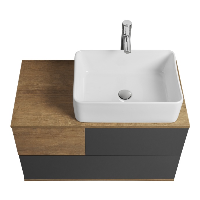 Тумба под раковину Aquaton Терра 85 светлое дерево-серый 1A247201TEKA0 - 6