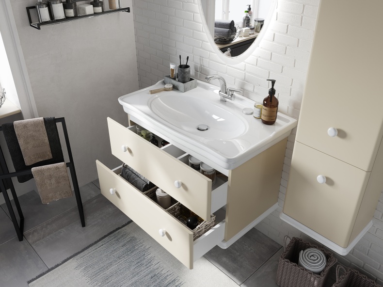 Мебель для ванной STWORKI Вестерос 85 бежевая, в стиле прованс (гарнитур. комплект) 415159 - 4