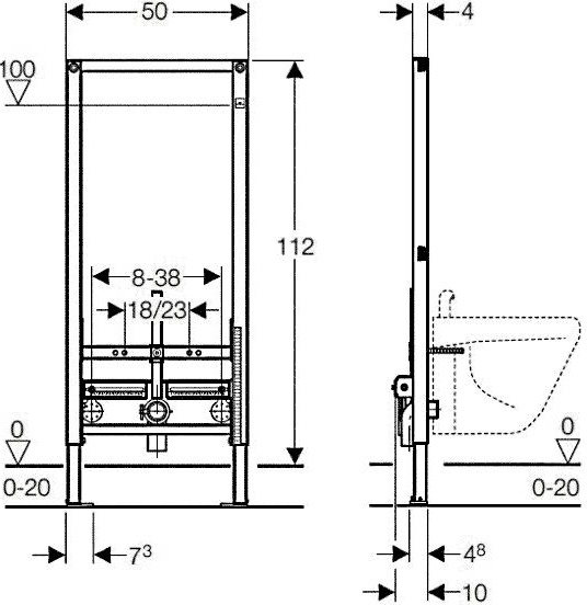Комплект  Биде подвесное STWORKI Ноттвиль K3106-2605 + Система инсталляции для биде Geberit Duofix 111.520.00.1 561185 - 4
