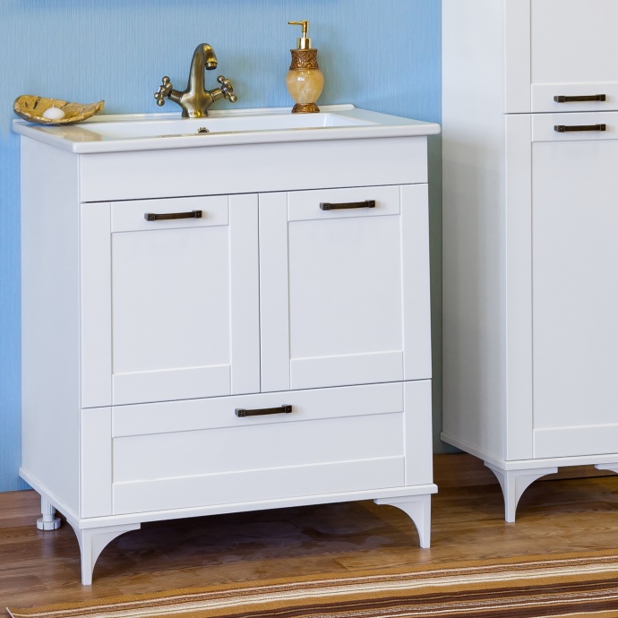 Тумба с раковиной Sanflor Ванесса 75 напольная, белая - 1