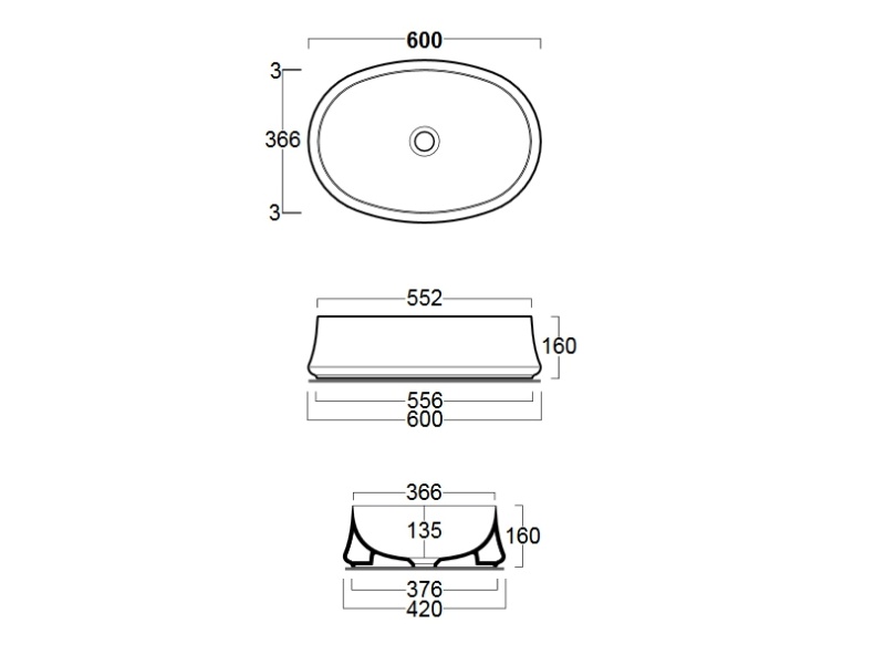 Накладная раковина Simas Sharp 60 см  SH04 - 2
