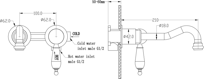Смеситель Boheme Medici 307 С ВНУТРЕННЕЙ ЧАСТЬЮ, для раковины - 1