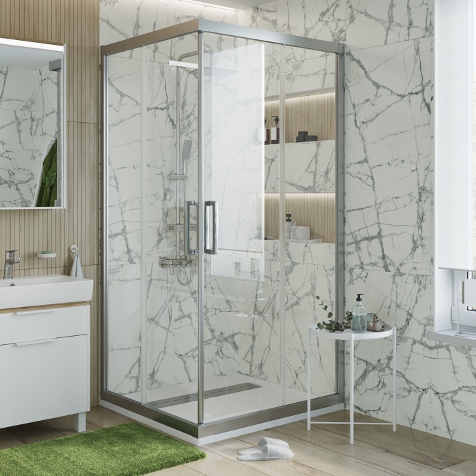 Душевой уголок STWORKI Дублин 90x90 см профиль хром матовый, прозрачное стекло, квадратный 3GW016TTKK000 - 5