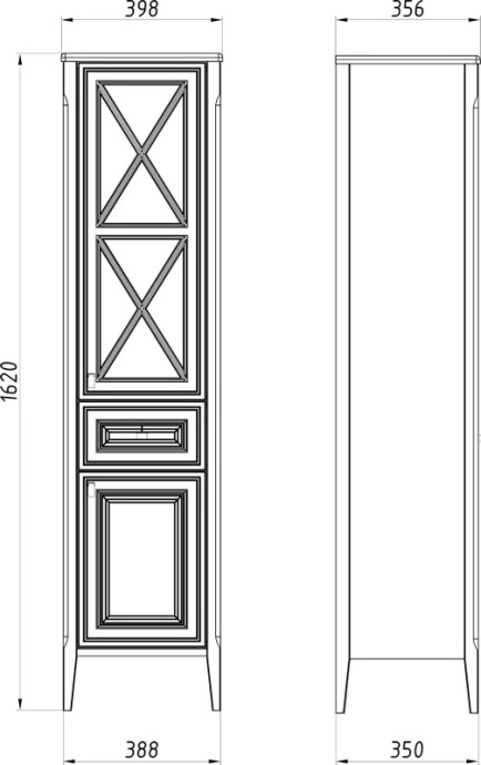 Шкаф-пенал для ванной ASB-Woodline Монте 40 R, бежевый 10801 БЖ - 4