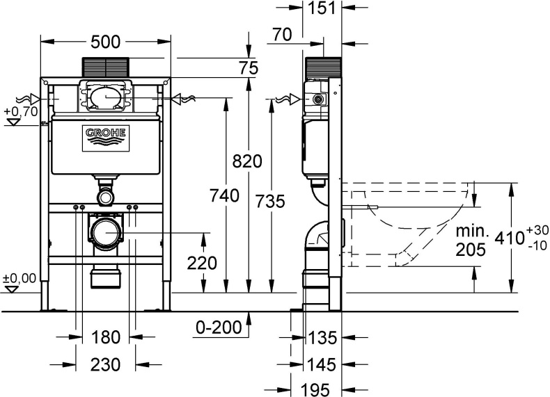 Система инсталляции для унитазов Grohe Rapid SL 38587000 усиленная - 11