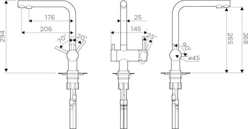 Смеситель Omoikiri Nagano PVD-GM 4179.8028 для кухонной мойки с фильтром - 6
