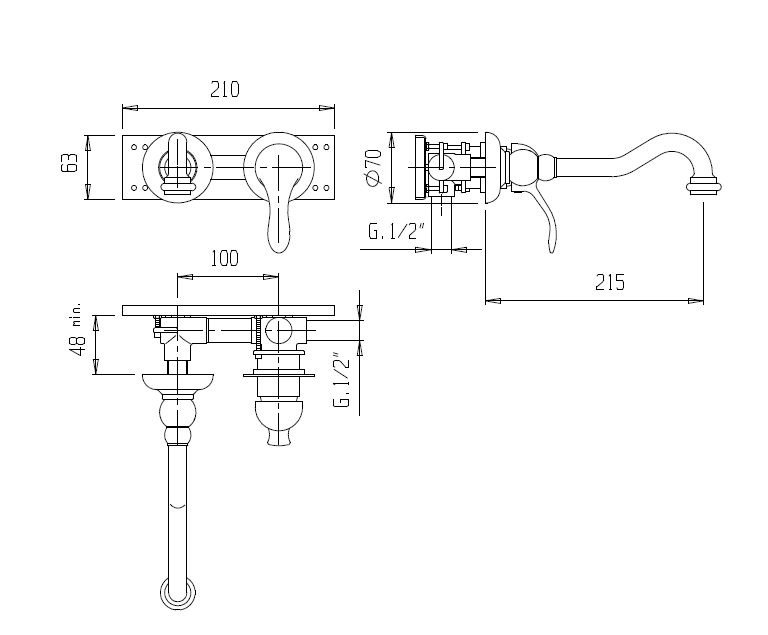 Смеситель для раковины Cezares MARGOT  MARGOT-BLS1-01-M - 1