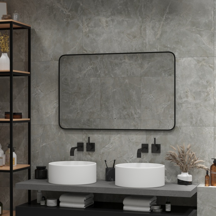 Зеркало DIWO Кострома 120 черное, с подсветкой светодиодной, прямоугольное, настенное ЗЛП1751 - 5