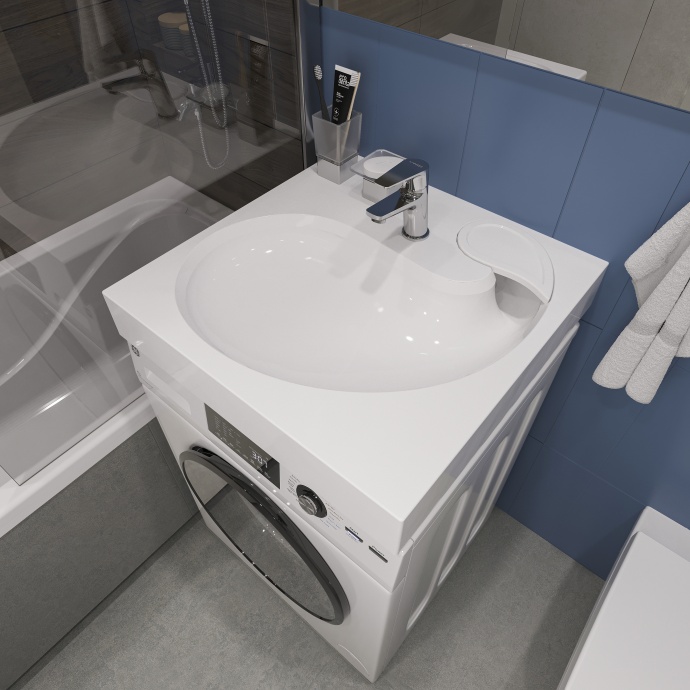 Раковина STWORKI Дублин 60 см белая, на стиральную машину RSD600 - 1