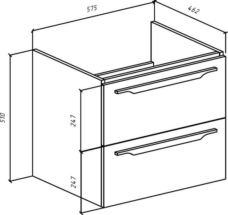 Тумба для комплекта Bellezza Луиджи 60 серая, 2 ящика 4639209270424 - 3